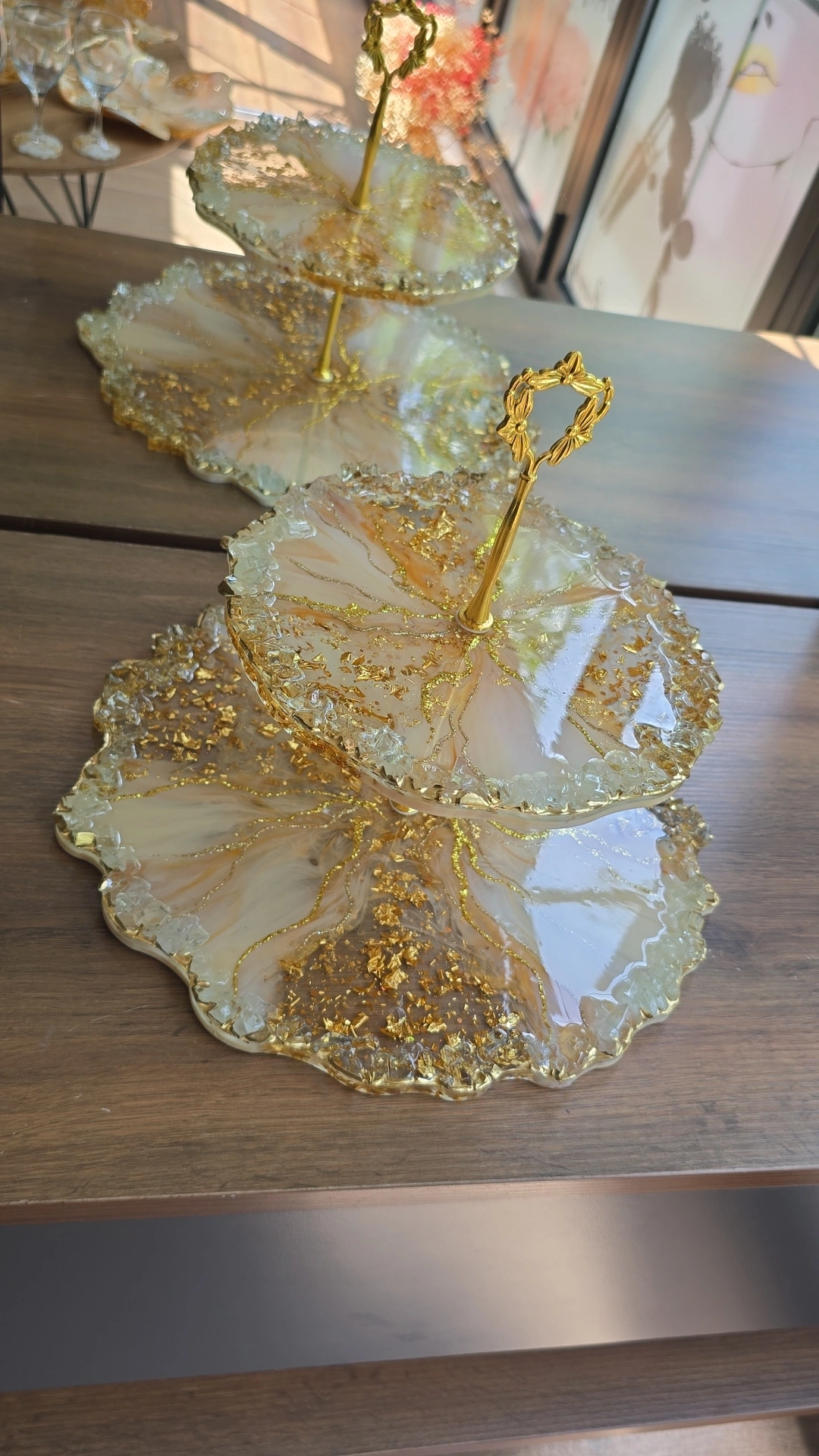 Mbajtëse Karamelesh resine — bezhë, gold