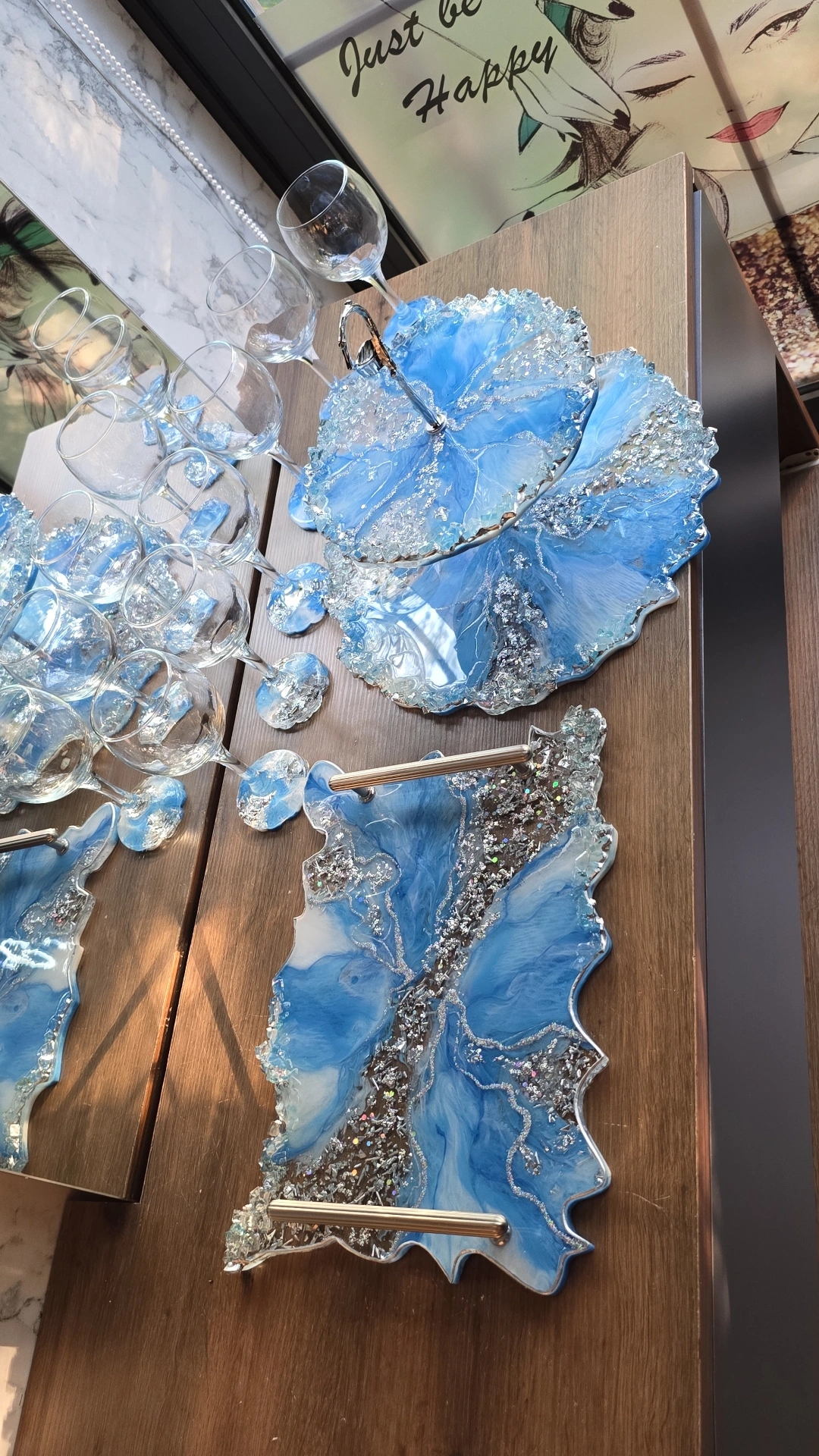 Sete Të Plota resine — blu, e bardhë