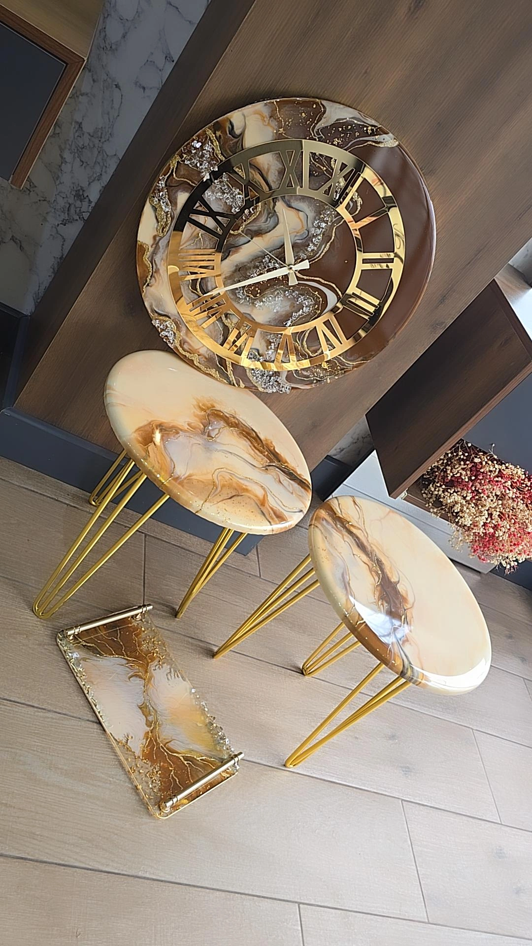 Sete Të Plota resine — bezhë, kafe, gold